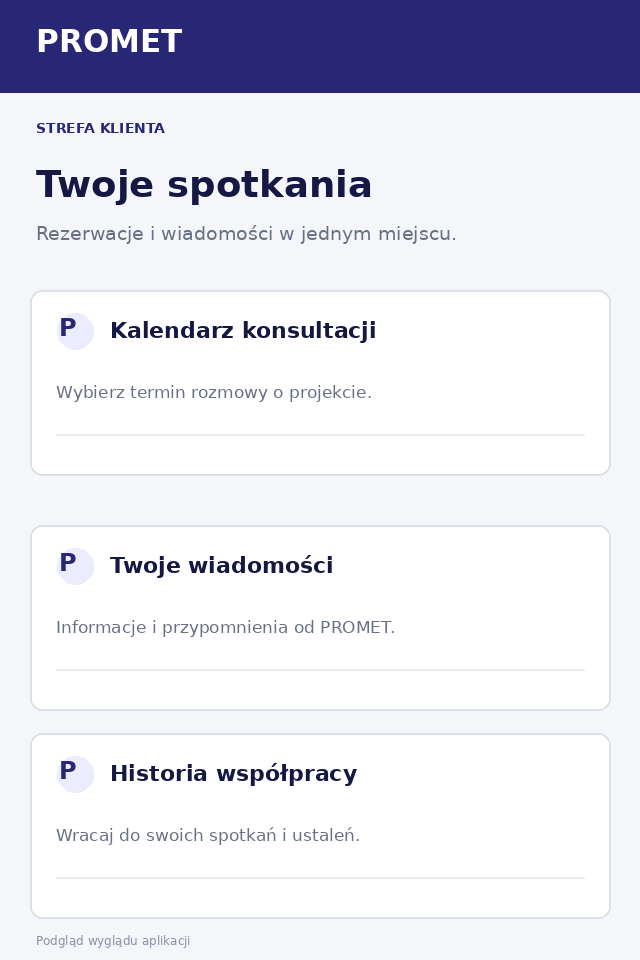 Podgląd wyglądu aplikacji PROMET